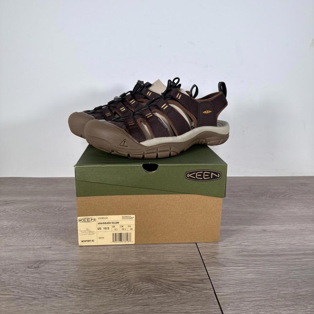 Keen Men’s Size 10.5 Newport H2 Sandals Java/Golden Yellow 1028514 Shoes Sandal